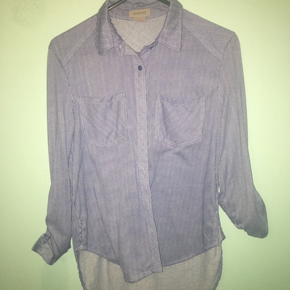 Blue and white striped dress shirt